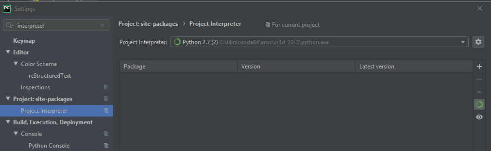 Settings, Python Interpreter