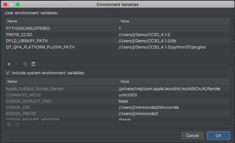 PyCharm OSX Environment variables